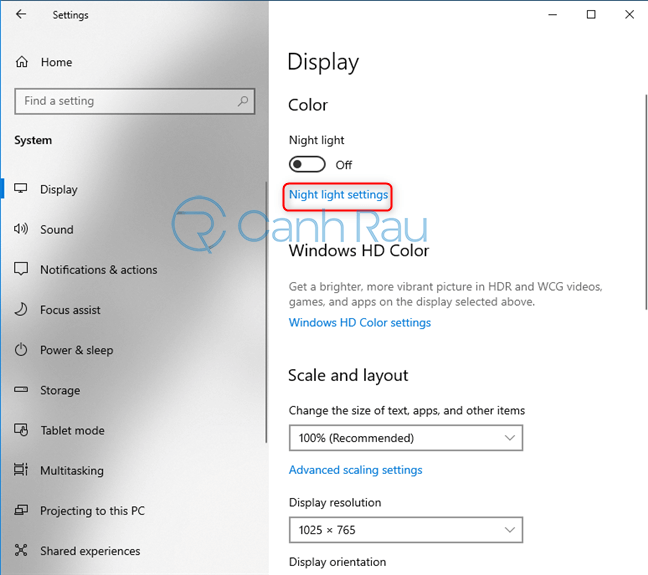 Hướng dẫn bật chế độ ban đêm Night Light cho Windows 10 hình 4
