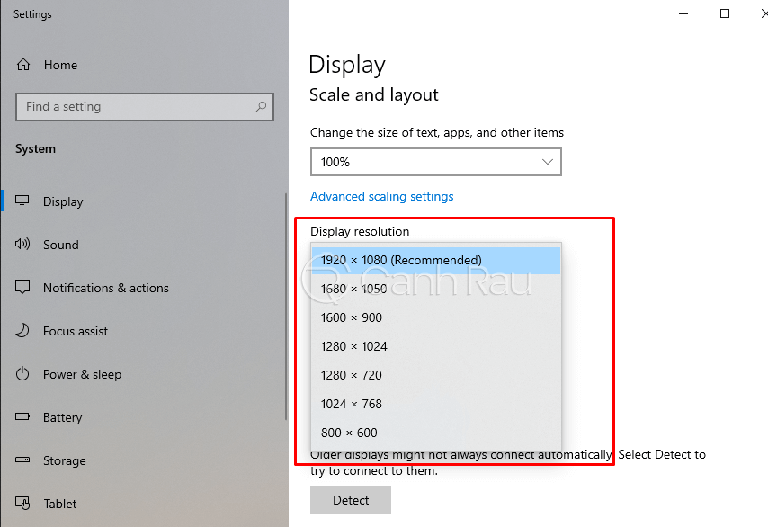 Cách điều chỉnh độ phân giải màn hình Windows 10 2