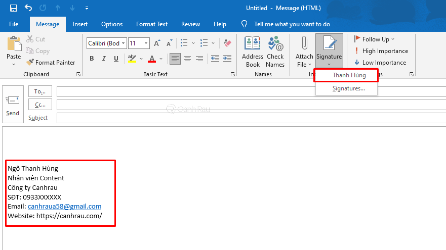 Hướng dẫn cách tạo chữ ký trong Outlook hình 19