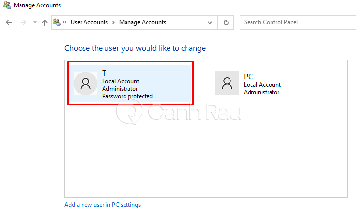 Hướng dẫn cách đổi mật khẩu máy tính Windows 10 hình 8