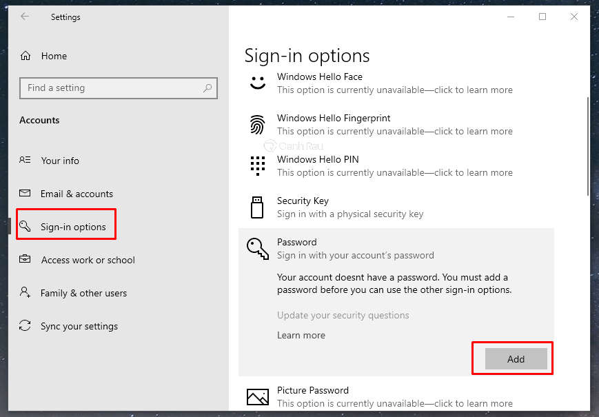 Hướng dẫn cách cài mật khẩu cho máy tính Windows 10 hình 10