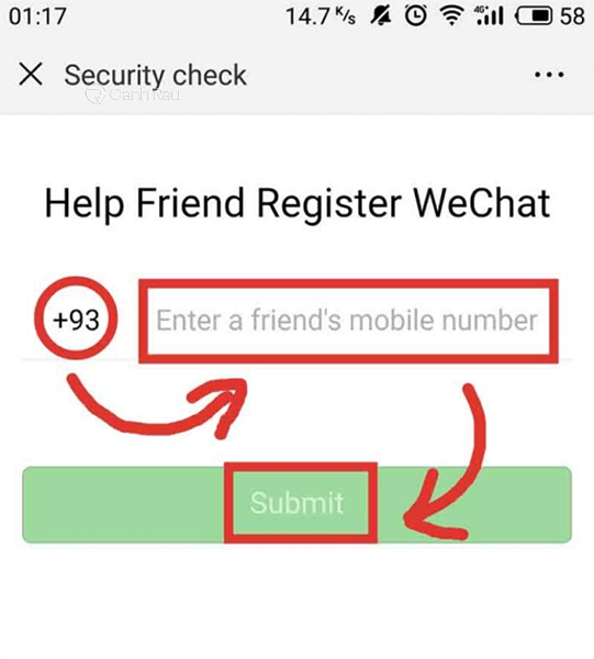 Cách đăng ký WeChat mà không cần quét 4.  mã số