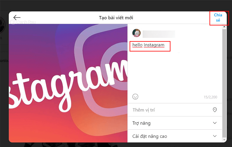 Hướng dẫn cách đăng bài trên Instagram bằng máy tính