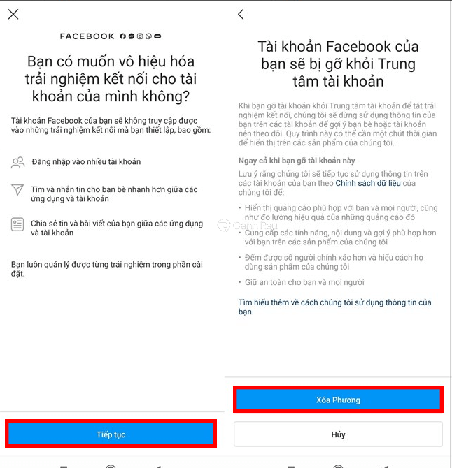 Cách hủy liên kết tài khoản Facebook với Instagram hình 7