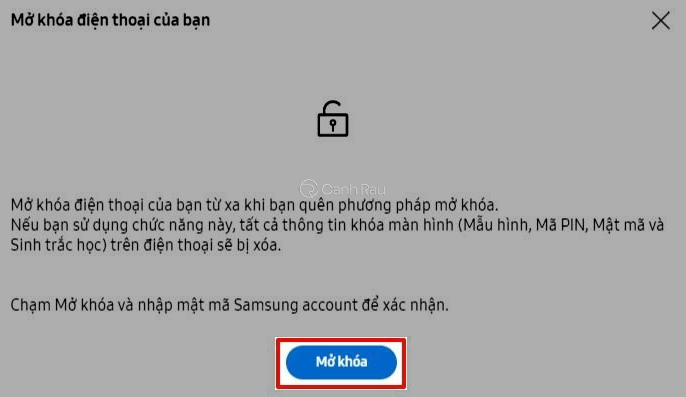 Hướng dẫn cách mở khóa mật khẩu điện thoại Samsung hình 3